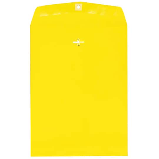 JAM Paper 9" x 12" Yellow Colored Envelopes with Clasp Closure, 100ct.